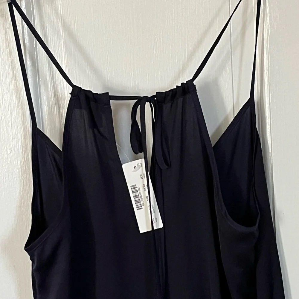 J Crew | Ruffle Hem Sleeveless Maxi Dress Navy Blue Tassels Size XXS